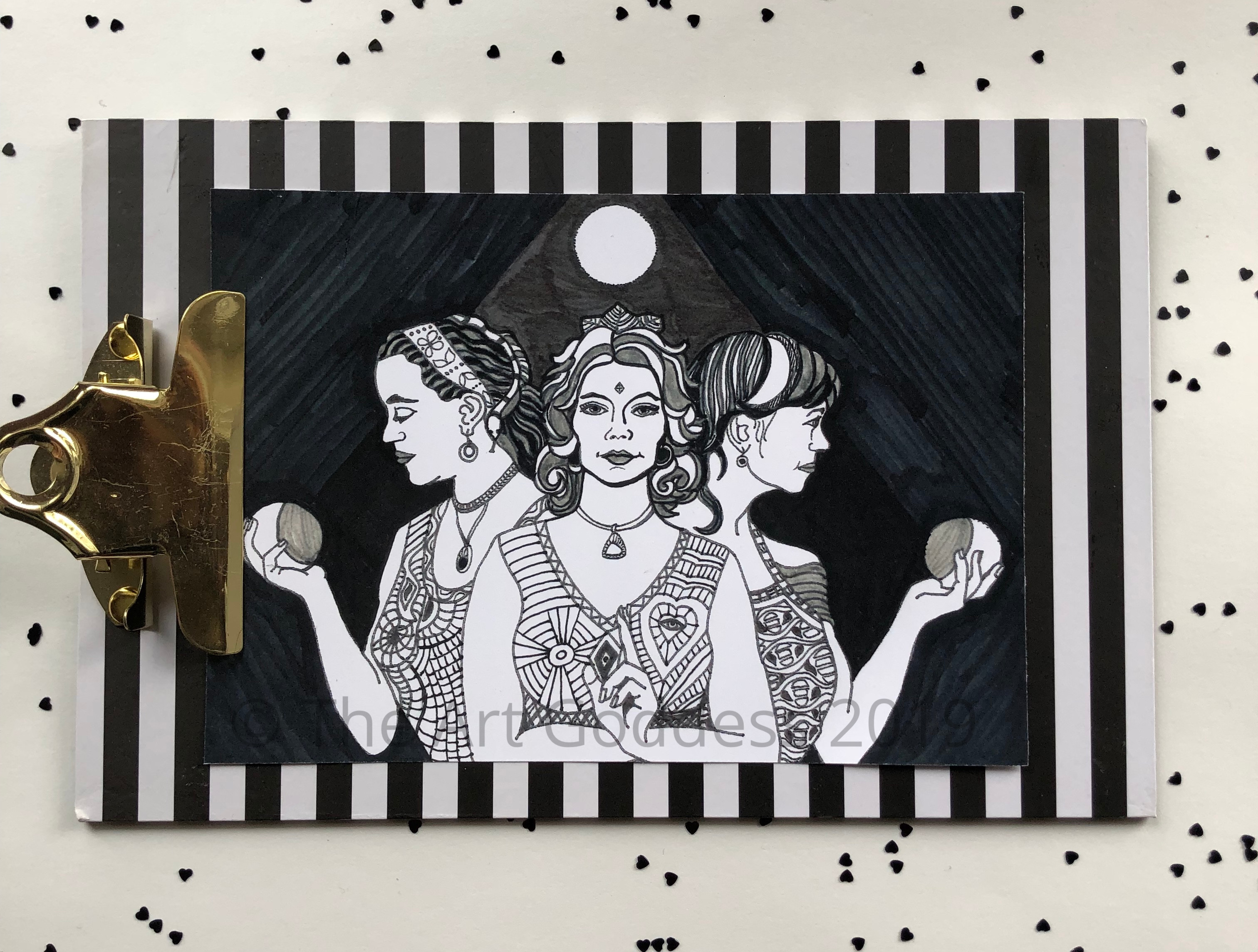 Triple Goddess - Striped clipboard