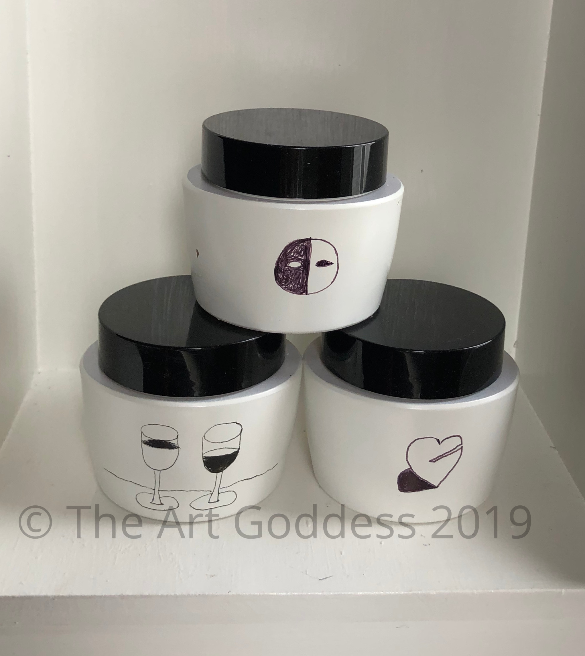 Yin Yang Mask, Half Empty/Half Full, and Wounded Heart Un-Fortune Jars